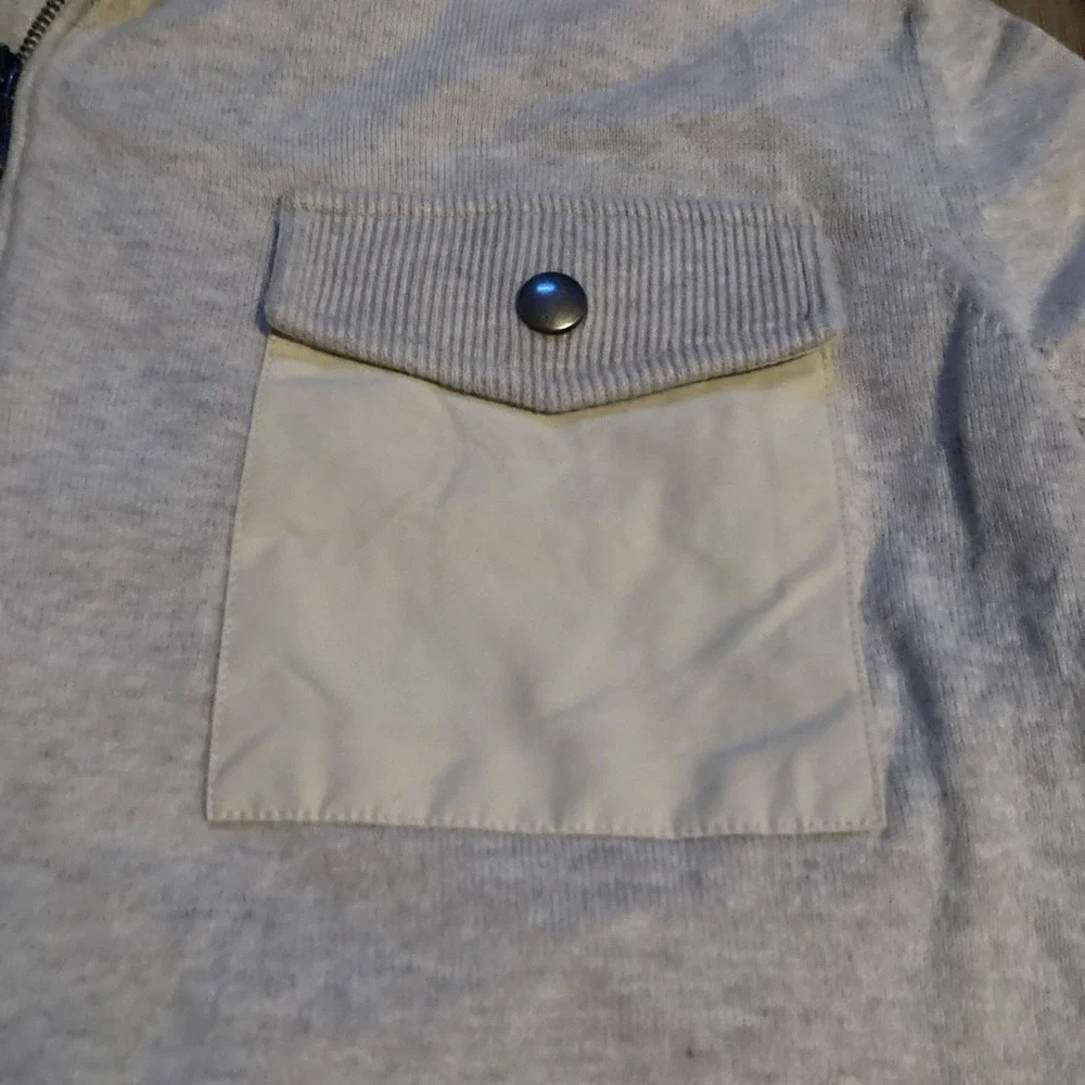 Banana Republic‎ Mens 1/4 Zip Long Sleeve Knit Sweatshirt Beige Size L Preppy